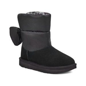NIB UGG TODDLER BAILEY BOW‎ SUEDE PUFFER WINTER SNOW BOOTS BLACK